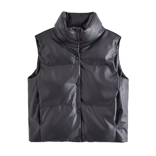 Women Cotton Coat Fashion Casual Leather Vest