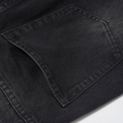 Men Jeans Patch Ripped Jeans Zipper Slit