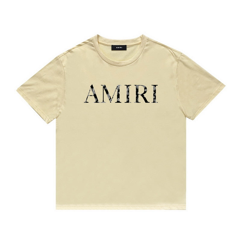 Amiri T Shirt Lettered Casual Hip Hop High Street round Neck Short Sleeve T-shirt