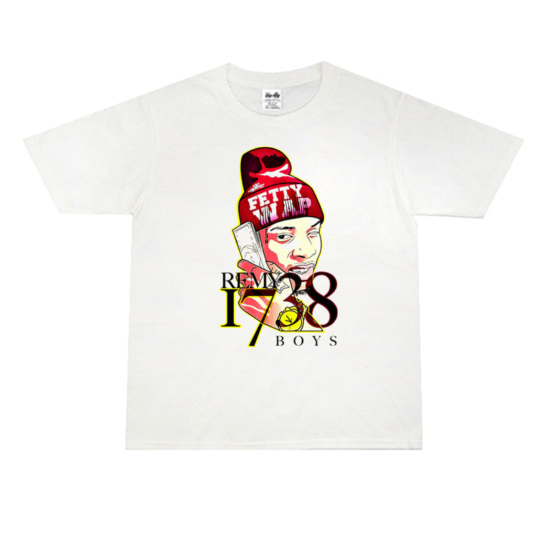 Rock Star T Shirt FIDI Waap Fetty Wap Hip Hop Washed Distressed T-shirt Short Sleeve Men and Women