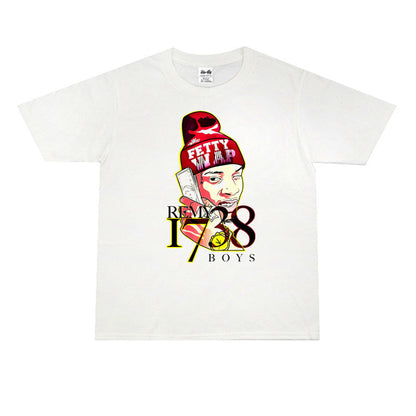 Rock Star T Shirt FIDI Waap Fetty Wap Hip Hop Washed Distressed T-shirt Short Sleeve Men and Women