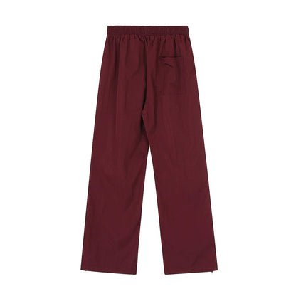 Men Sweatpants Zipper Slit Straight Casual Trousers Breathable Sports Wide-Leg Pants