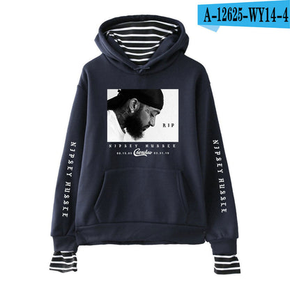 Nipsey Hussle Hoodie Rap Singer Trend False Two-Piece Sweaters