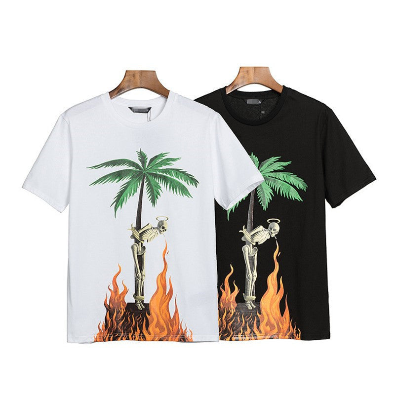 Palm Angle T Shirts Flame Skull Print