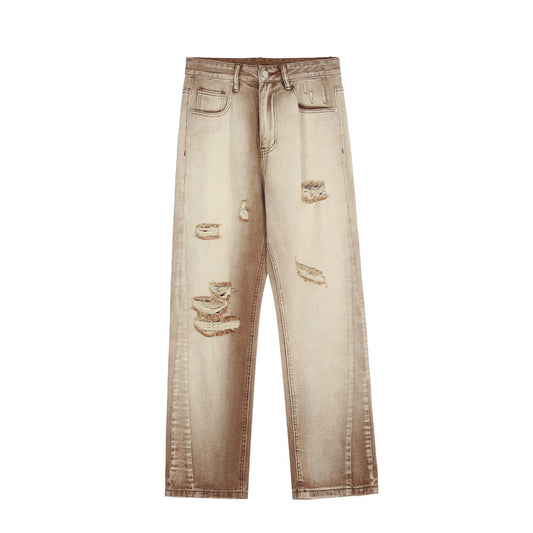 Men Jeans Ripped Distressed Trendy Loose