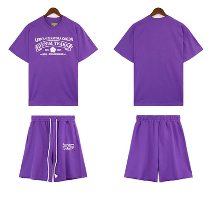 Denim Tears Outfit:T Shirt/Shorts (Separate Purchase Options) Short Sleeve T-shirt Men and Women Sports Shorts Suit