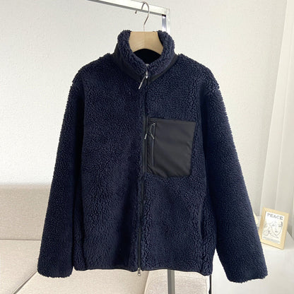 Women Cotton Coat Loose Zip Windproof Lamb Fur Warm