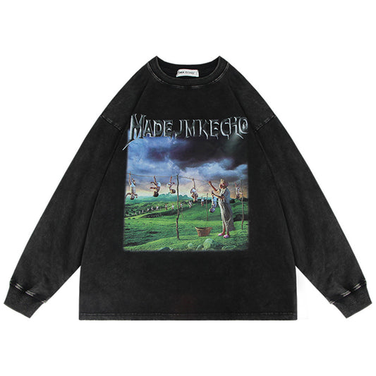 Men Long Sleeve T-Shirt Landscape Pattern Loose