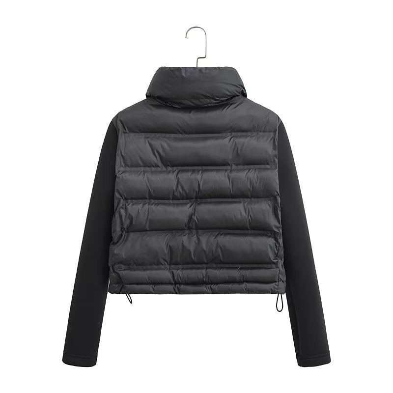 Women Cotton Coat Graceful Stand Collar Stitching Jacket