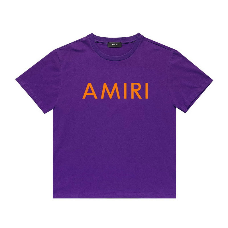 Amiri T Shirt Letter Print Casual Hip Hop round Neck Short Sleeve T-shirt
