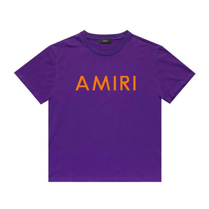 Amiri T Shirt Letter Print Casual Hip Hop round Neck Short Sleeve T-shirt