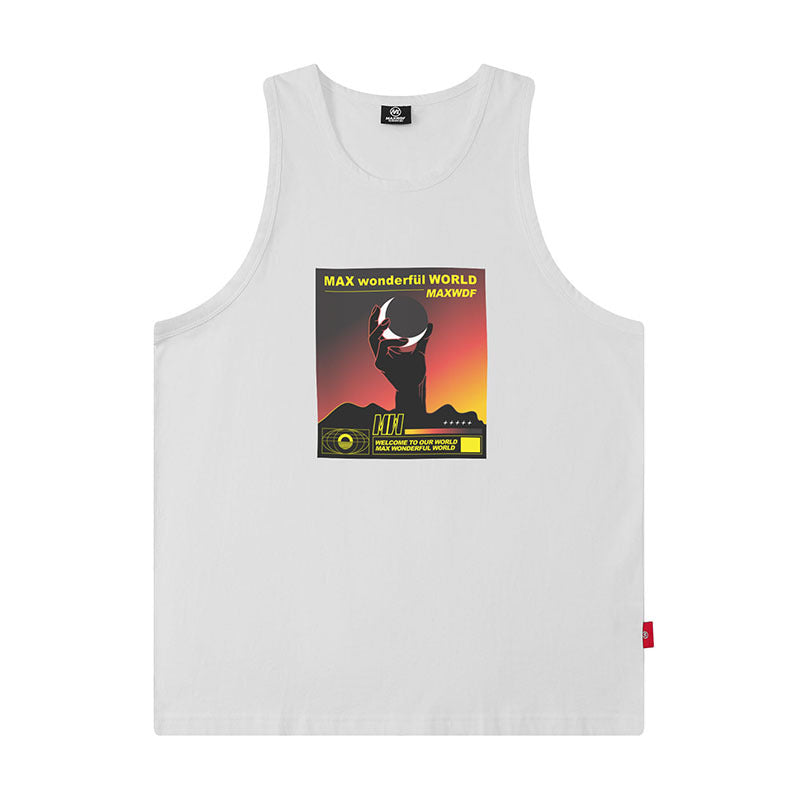 Men Vest Rose Print Sleeveless T-shirt Men's and Women's Oversize Hip Hop Vest