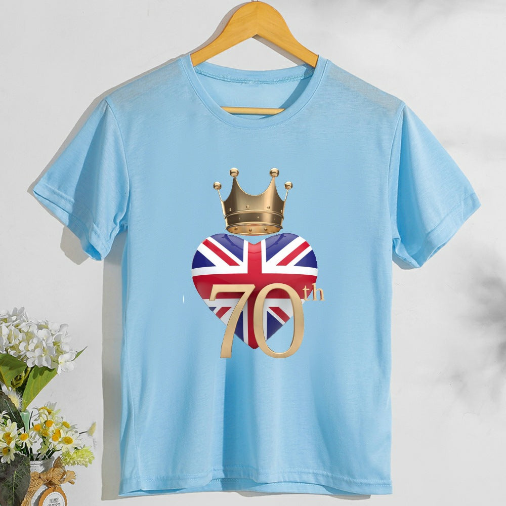 Inspired by Queen's Platinum Jubilee 2022 Elizabeth 70 Years T-shirt T-shirt Short Sleeve Loose