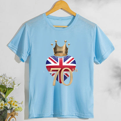 Inspired by Queen's Platinum Jubilee 2022 Elizabeth 70 Years T-shirt T-shirt Short Sleeve Loose