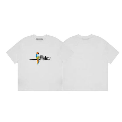 Palm Angle T Shirts Parrot Letter Print Couple High Street Loose Half Sleeve