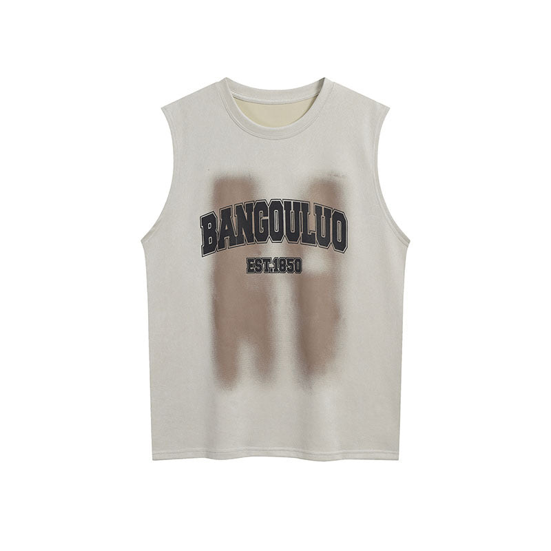 Men Vest Graffiti Sports Vest Men's Summer Loose Couple Sleeveless T-shirt
