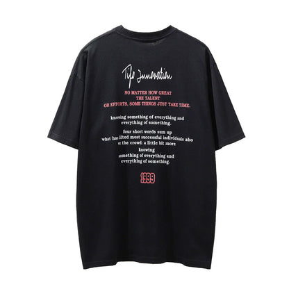 Men Vintage T-Shirt Cartoon Character Printed Short-Sleeved T-shirt Men's Summer