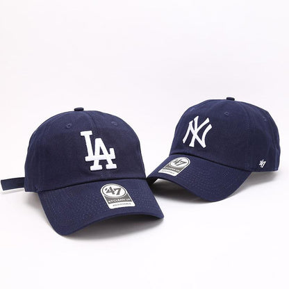 Dodgers and Yankees Baseball Cap 47brand Baseball Cap Women's Navy Blue Embroidered Peaked Cap