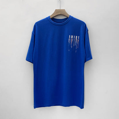 Amiri T Shirt Colorful Splash Ink Casual round Neck Short Sleeves T-shirt