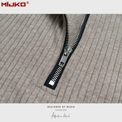 MIJKO Mens Jacket Zip Knitted Sweater