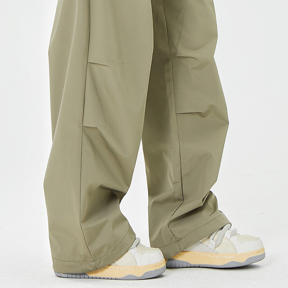 Men Sweatpants Loose Wide Leg Paratrooper Pants Pleated Elastic Waist Casual Straight-Leg Sports Trousers