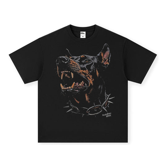 Vintage T-shirts Printed Short Sleeve T-Shirt Hellhound Washed Old Cotton