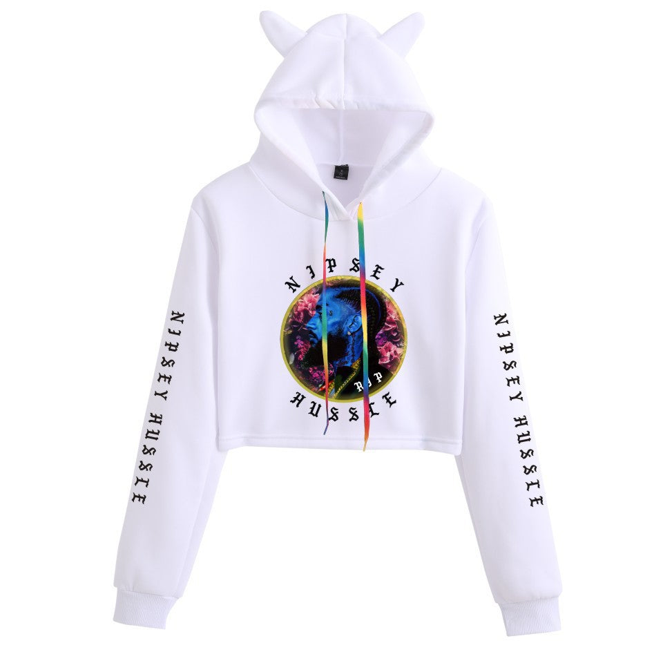 Nipsey Hussle Hoodie Rap Loose Cat Ears Sweater for Women
