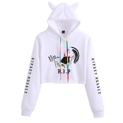 Nipsey Hussle Hoodie Rap Loose Cat Ears Sweater for Women