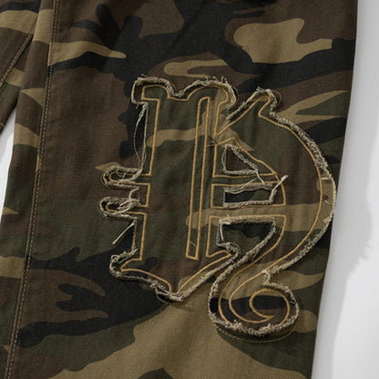Men Sweatpants Casual Camouflage Camouflage Pants Men's Paste Cloth Embroidery Hole Straight Loose Trousers