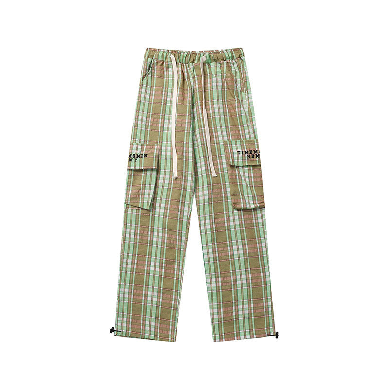 Cargo Pants Plaid Colorblock Multi-Pocket Cargo Pants