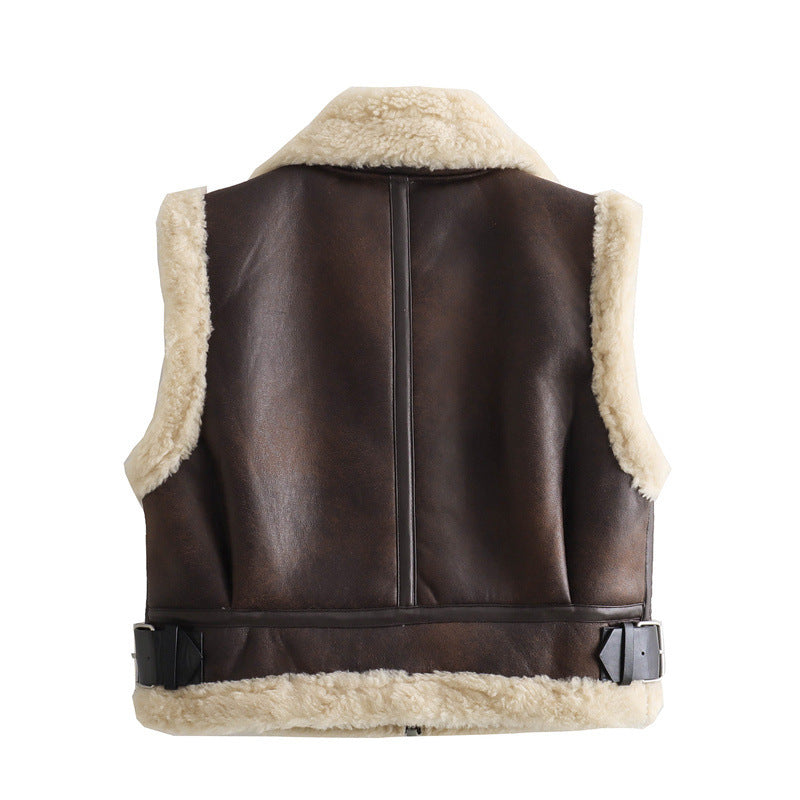 Women Cotton Coat All-Matching Fleece-Lined Lapel Double-Sided Wear