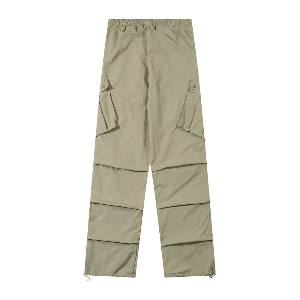 Men Sweatpants Mechanical Style Pleated Workwear Casual Pants Baggy Pants Straight-Leg Trousers