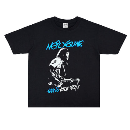 Rock Star T Shirt Neil Percival Young Poster Print T-shirt Short Sleeve round Neck