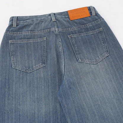 Women Pants Straight Jeans Loose Pockets Casual Trousers
