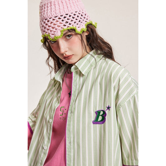 Unisex Shirt Vintage Stripe Loose and Lazy Style