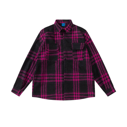 MIJKO Mens Jacket Loose Checked Jacket