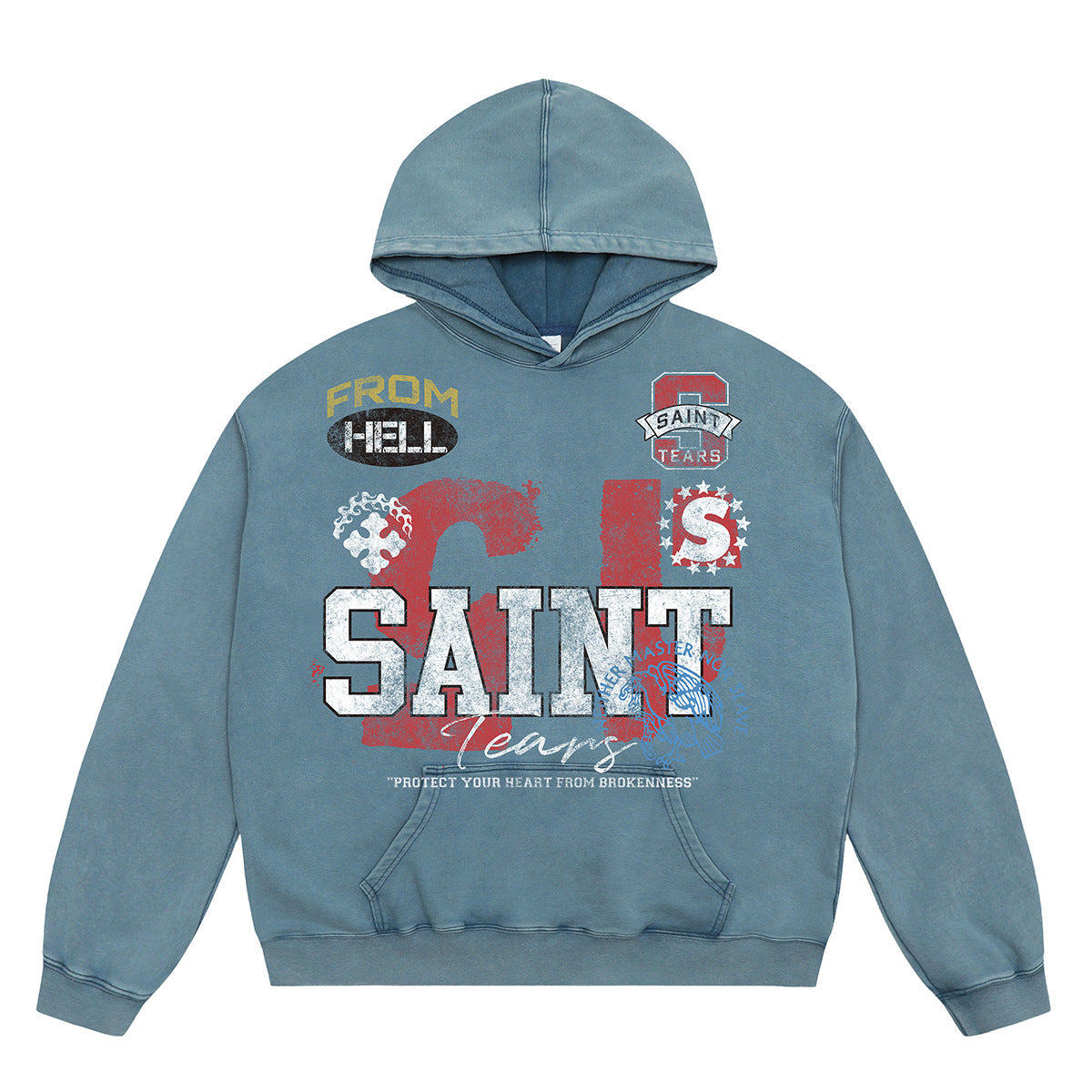 Unisex Hoodies Saint Michael Old Loose Hoodie