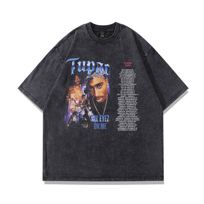 Men T-Shirt Short-Sleeved T-shirt Men Hip Hop Retro Loose