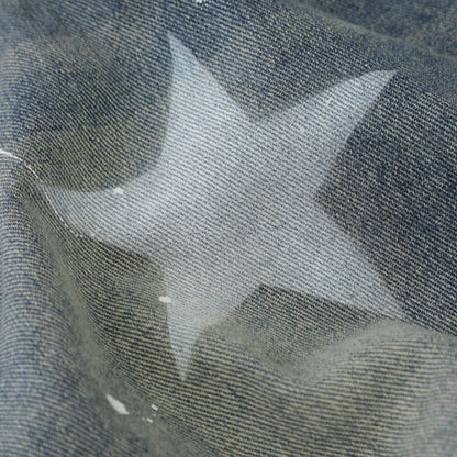 Men Shorts Five-Pointed Star Printed Denim Shorts Loose
