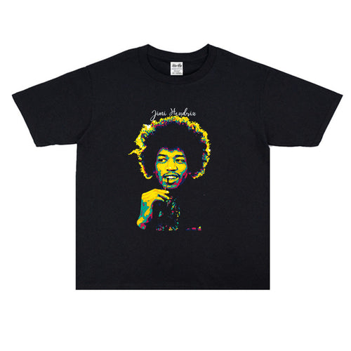 Rock Star T Shirt Johnny Allen Hendrix Jimi Rock T-shirt Short Sleeve Loose Personality