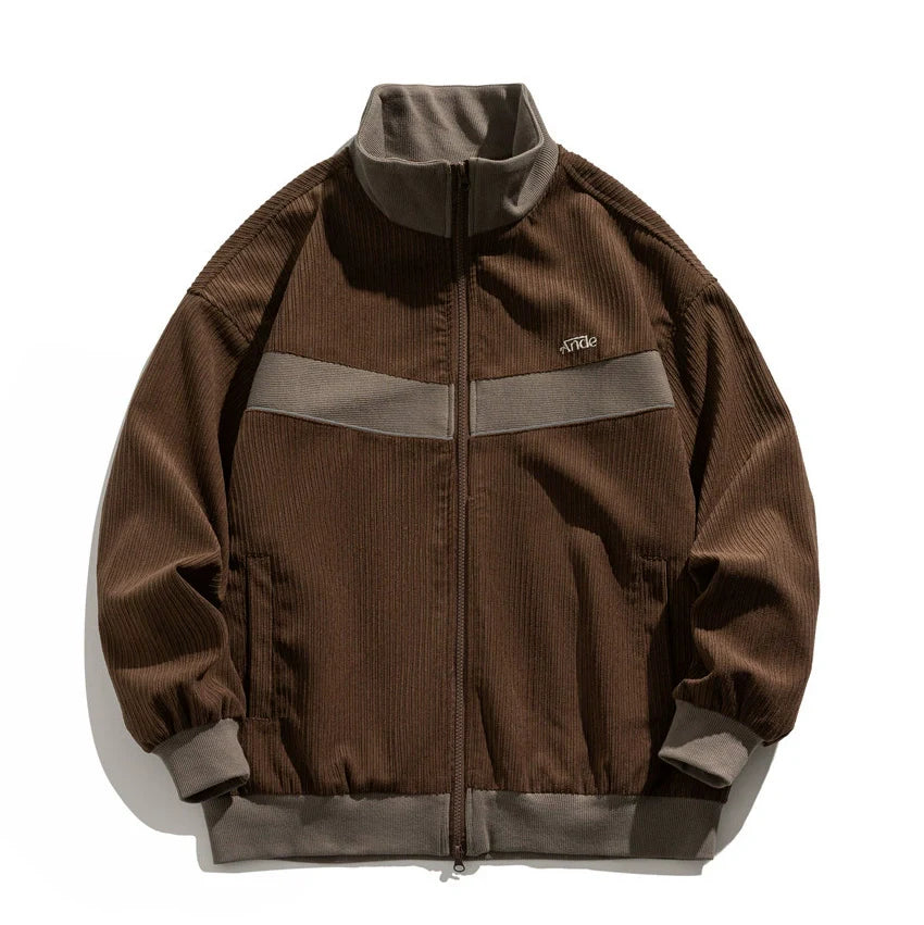 Men Jacket Coat Color Contrast Patchwork Baggy Coat Men's Spring and Autumn Leisure Flight Jacket