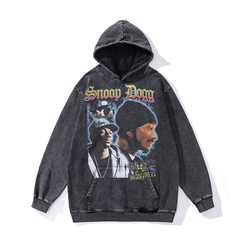 Men Hoodie Retro Hip Hop Rap Portrait Oversize Hooded Sweater