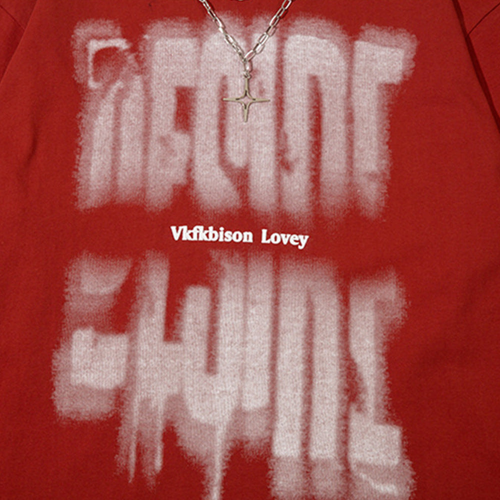 Men Long Sleeve T-Shirt Chain Long Sleeve T-shirt Loose Cotton