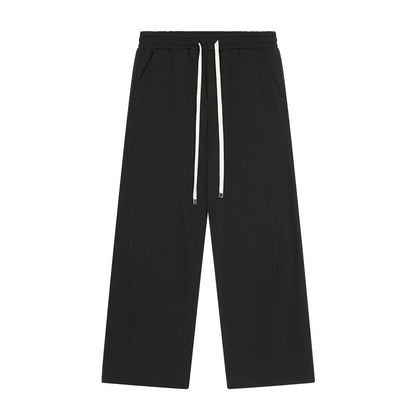 Men Sweatpants Solid Color Simple Exercise Casual Pants Straight Wide Leg Sweatpants