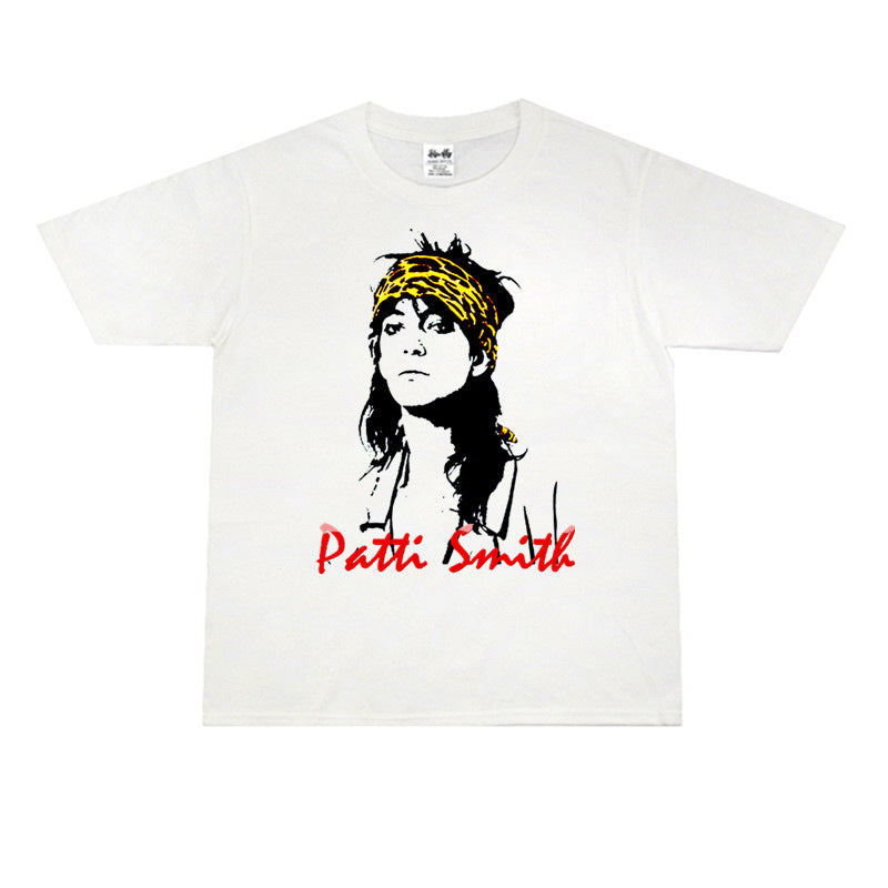 Rock Star T Shirt Patti Smith Personalized Printed T-shirt Washed Distressed Loose Cotton