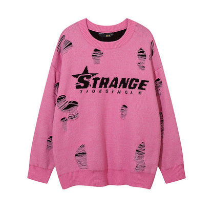 Women Sweater Ripped Sweater Oversize Vintage