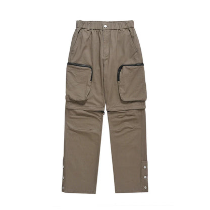 Men Sweatpants Casual Pants Multi-Pocket Zipper Breasted Trousers Straight Pants