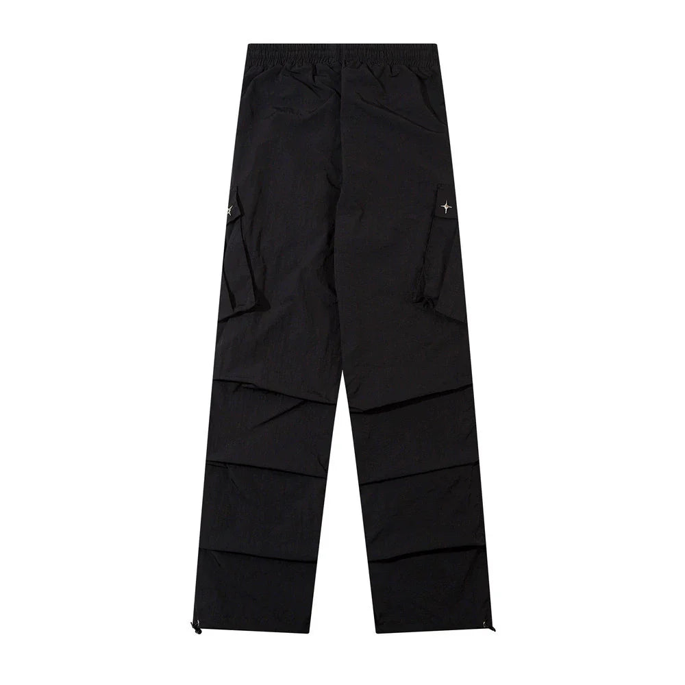 Men Sweatpants Mechanical Style Pleated Workwear Casual Pants Baggy Pants Straight-Leg Trousers