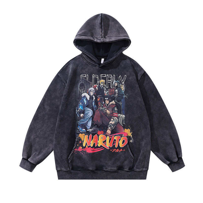 Men Hoodie Cartoon Printing plus Velvet Casual Hooded Sweater