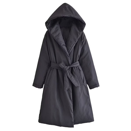 Women Cotton Coat Casual Hooded Cotton Jacket Coat Long Cotton Coat Coat